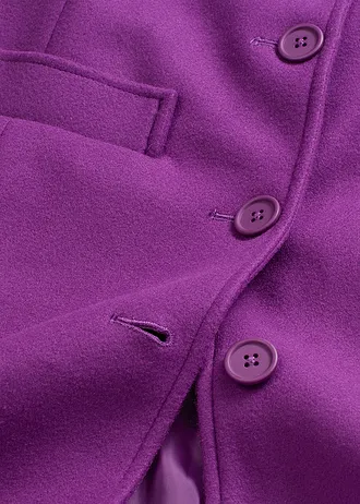 Lange jas in wollen look, Kleur: diepviolet