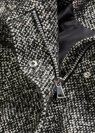 Korte coat in wollen look • zwart-zilverkleur gemêleerd • bonprix online shop