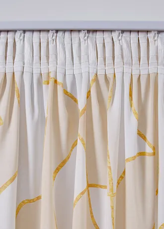 Záclona s grafickým vzorem (1 ks v balení), barva: béžovo-bílo-zlatá