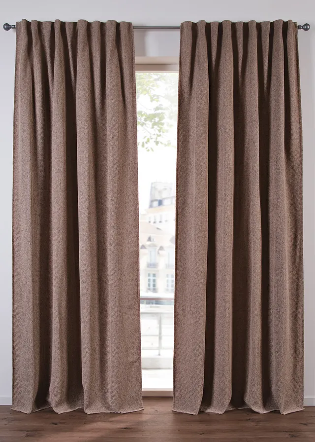 Verduisterend gordijn met structuur (1 stuk), Kleur: bruin