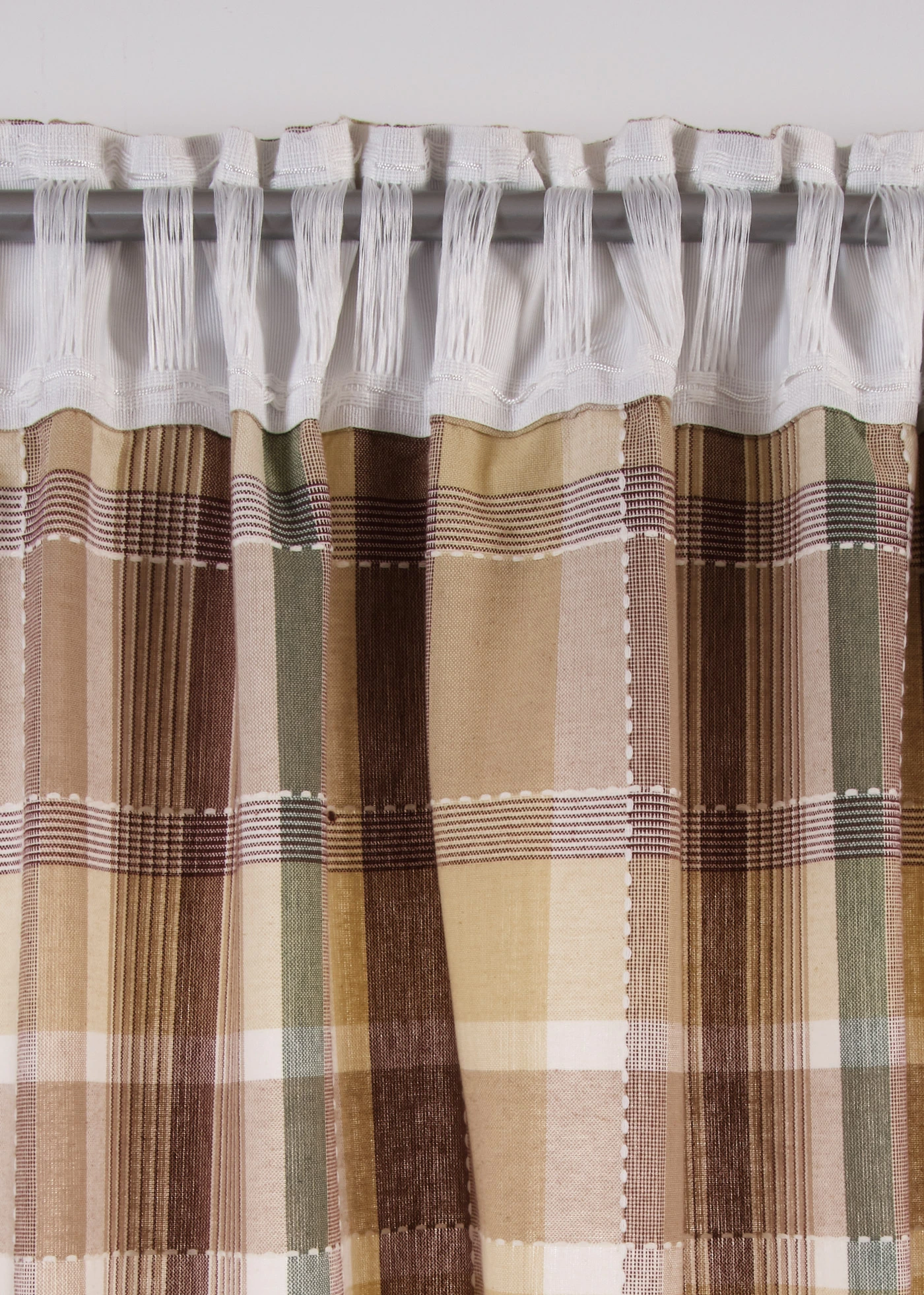 Bio-pamut függöny kockás mintával (1 darab) • bézs/barna/zöld kockás • bonprix áruház
