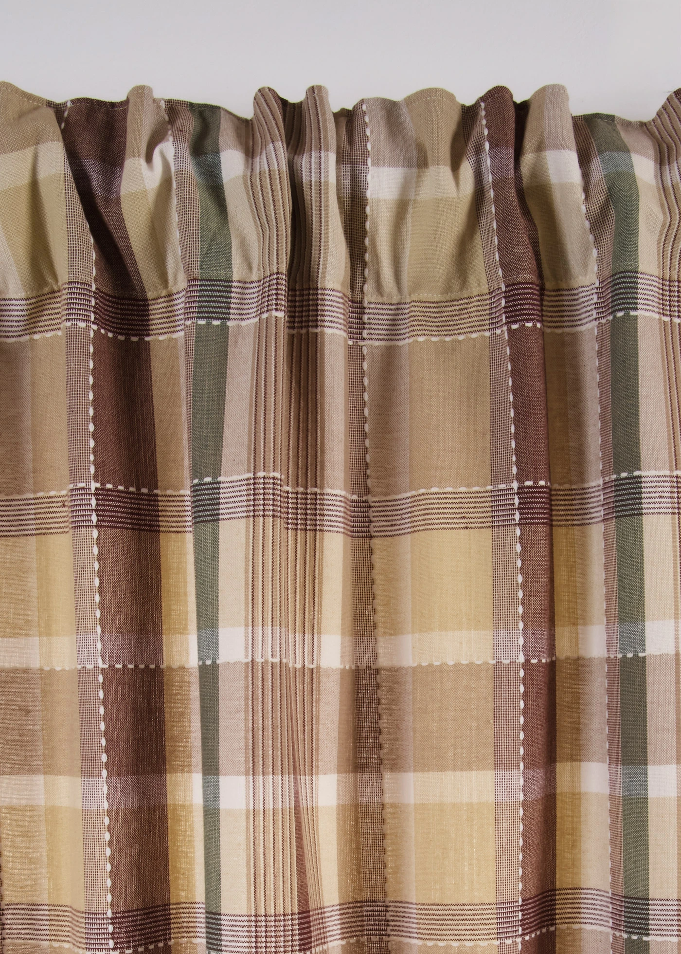 Bio-pamut függöny kockás mintával (1 darab) • bézs/barna/zöld kockás • bonprix áruház