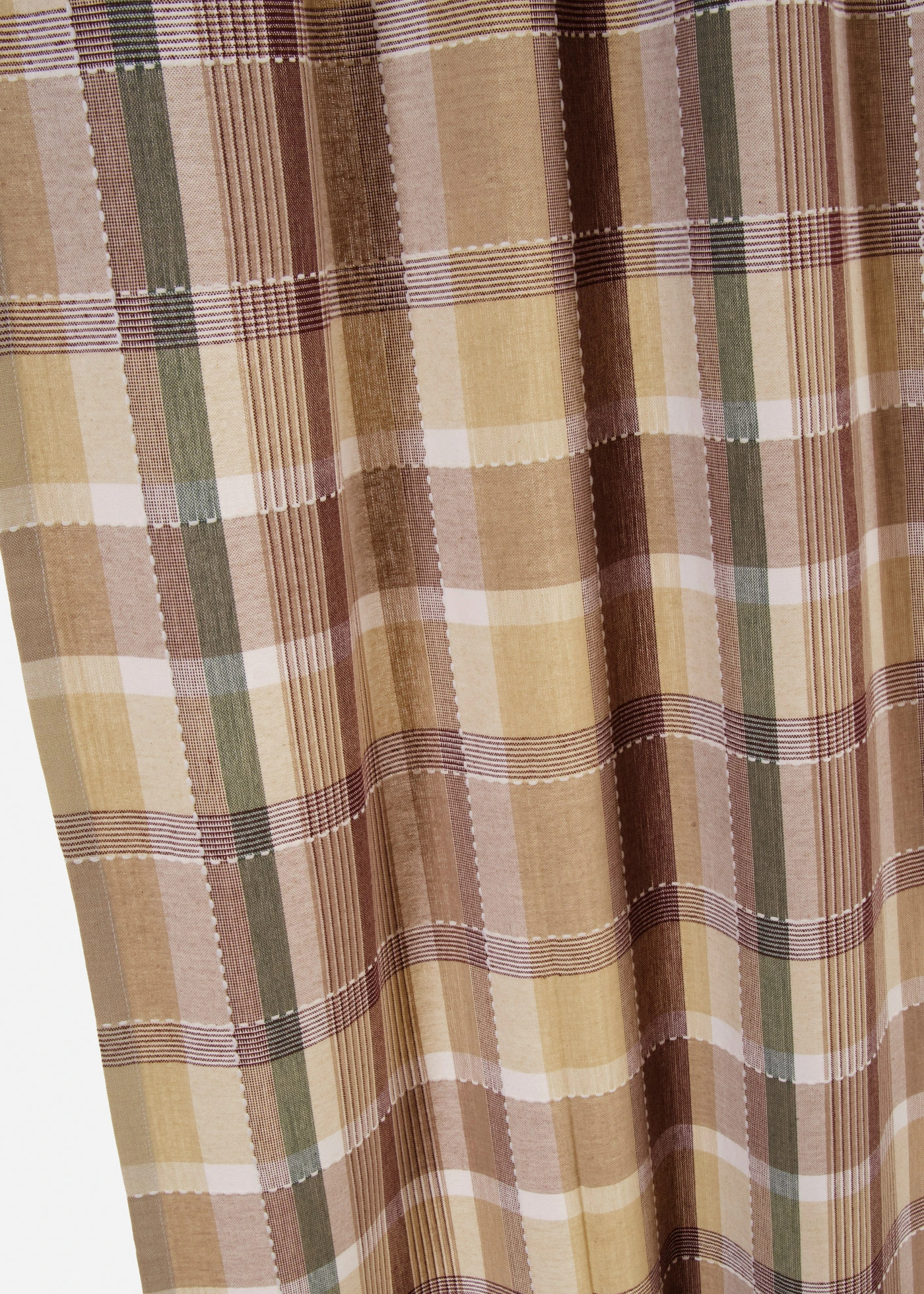 Bio-pamut függöny kockás mintával (1 darab) • bézs/barna/zöld kockás • bonprix áruház