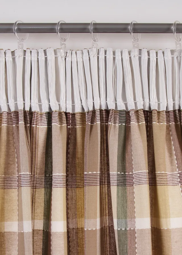 Geruit gordijn van biologisch katoen (1 stuk) • beige-bruin-groen geruit • product-page.page-title-suffix