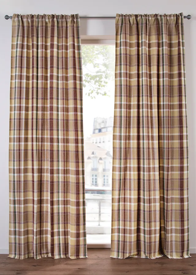 Draperie bumbac organic în carouri (1 buc.)