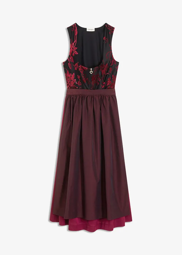 Dirndl avec velours en longueur midi (ens. 2 pces)