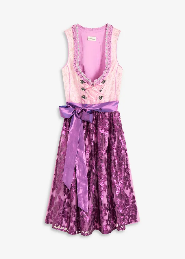 Kroj ve stylu dirndl a zástěra (2dílná souprava) • světle fialovo-pivoňkovo-bobulová • bonprix obchod