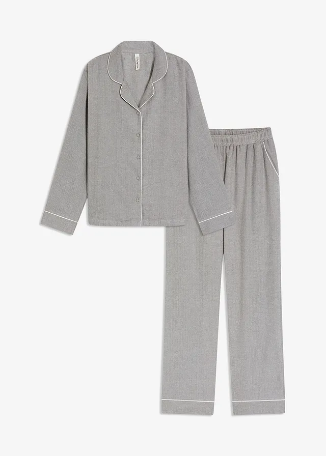 Pijama din flanel țesut cu model os de hering