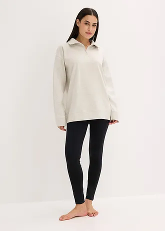 Domácí souprava s legínami, z teplákoviny, barva: přírodní melír-černá