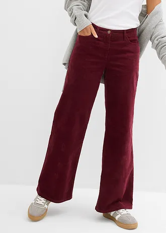 Corduroy broek in Marlene Dietrich stijl, Kleur: donkerbessen