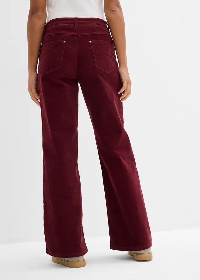 Pantalon large en velours côtelé, Couleur: bordeaux