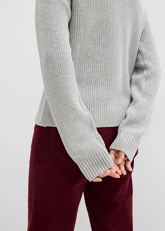 Pletený kabátek s ozdobnými mašlemi • světle šedý melír • bonprix obchod