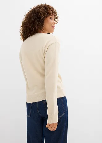 Pull avec nœuds • sable clair chiné • Boutique bonprix
