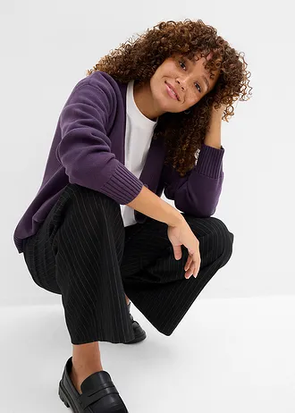 Kabátek z jemné žebrované pleteniny Milano • švestková • bonprix obchod