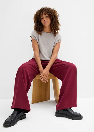 Pantalon à pinces avec lien à nouer • bordeaux • Boutique bonprix