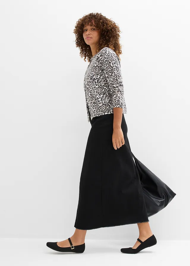 Twill rok met franjes, Kleur: zwart