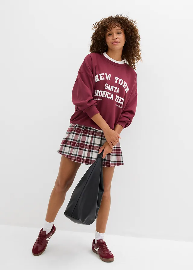 Sweat-shirt oversize • rouge érable-blanc imprimé • product-page.page-title-suffix