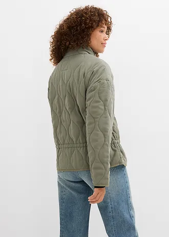 Gewatteerde oversized jas, Kleur: kleigroen washed