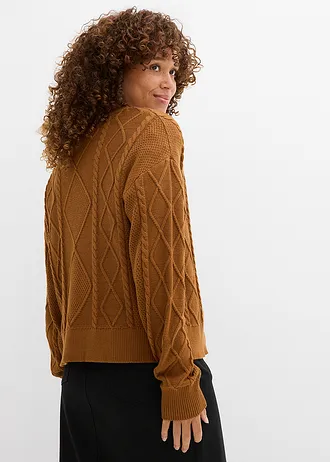 Gebreid vest met strikken, Kleur: nougat