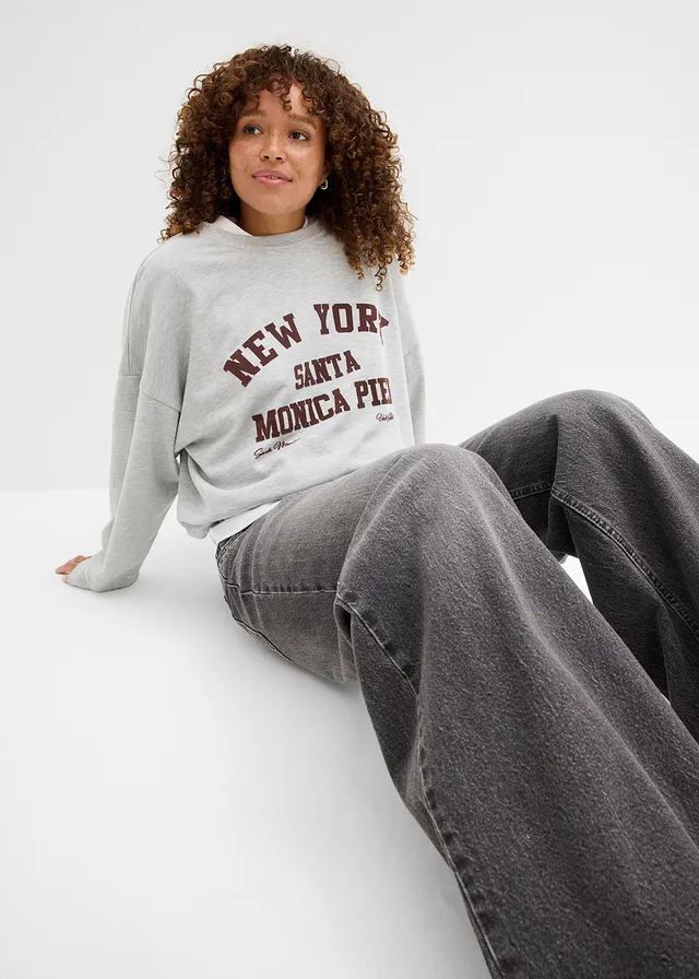 Sweat-shirt oversize • gris clair chiné-bordeaux imprimé • product-page.page-title-suffix