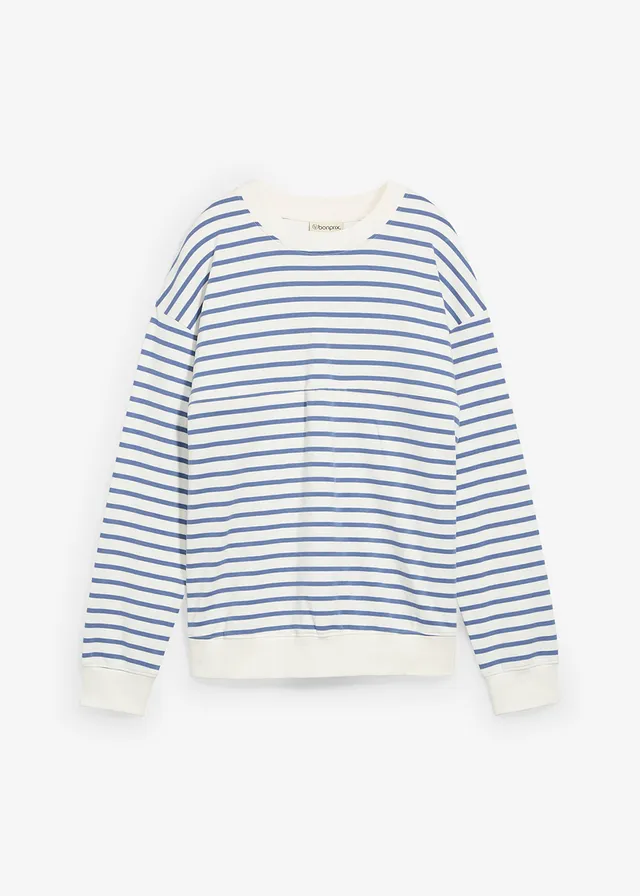 Těhotenské a kojici triko 2 v 1, z čisté bavlny • přírodní bílo-džínově modrá s proužky • bonprix obchod