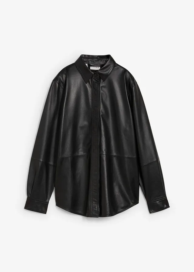Kožená košile z jehnětiny nappa • černá • bonprix obchod