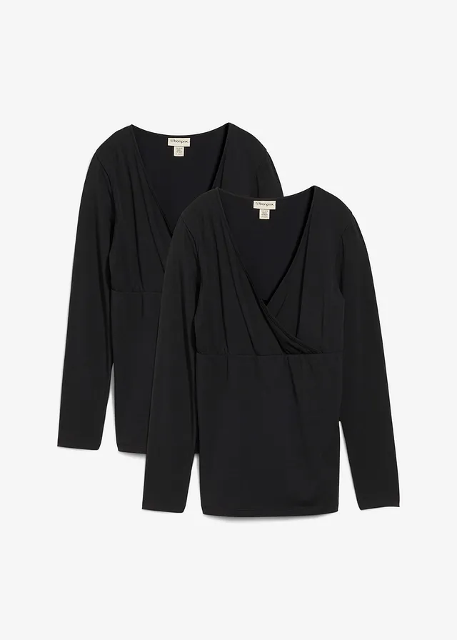 Bluză tricot 2 în 1 de gravide și de alăptat din bumbac organic (set/2 buc.)