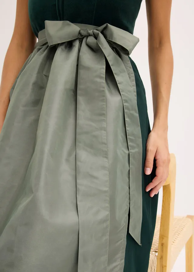 Dirndl avec corsage en velours et tablier en satin • olive/olive • product-page.page-title-suffix