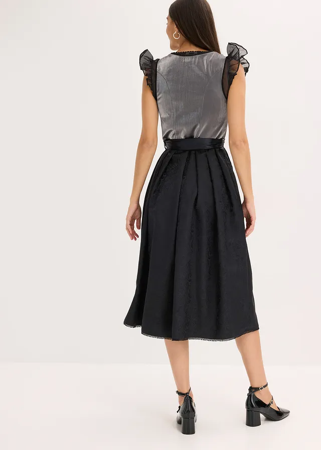Dirndl avec corsage brillant (ens. 2 pces), Couleur: noir