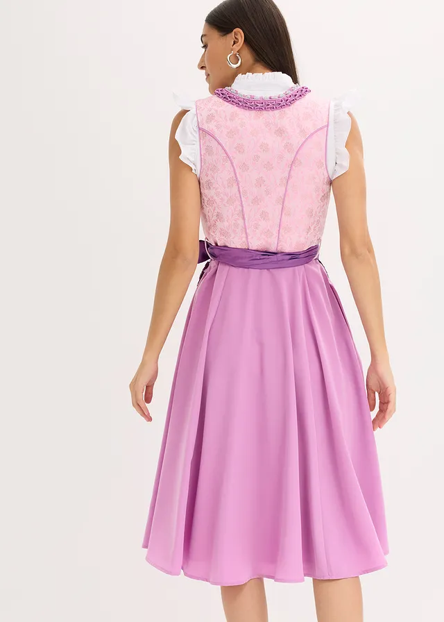 Dirndl avec tablier (ens. 2 pces), Couleur: mauve-pivoine-prune
