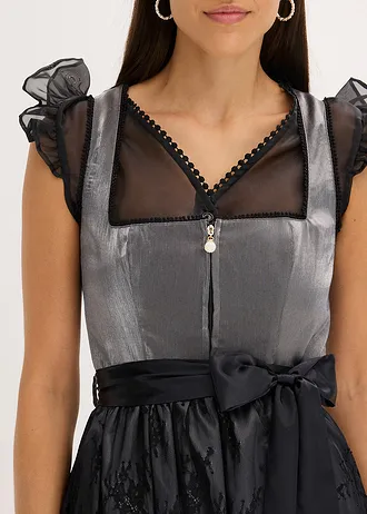 Kroj ve stylu dirndl s lesklým živůtkem (2dílná souprava) • černá • bonprix obchod