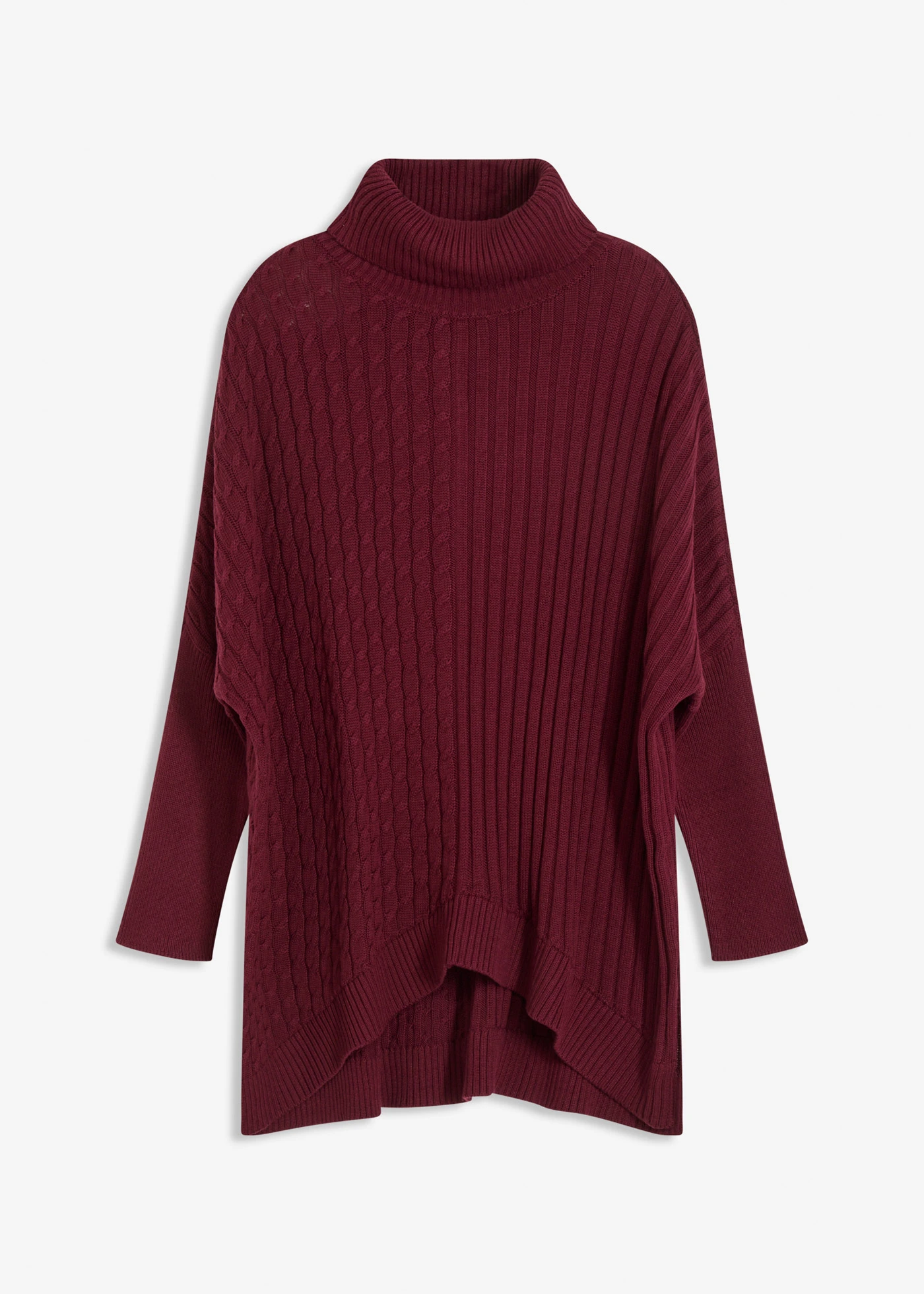 Oversize svetr ve stylu ponča • javorově červená • bonprix obchod