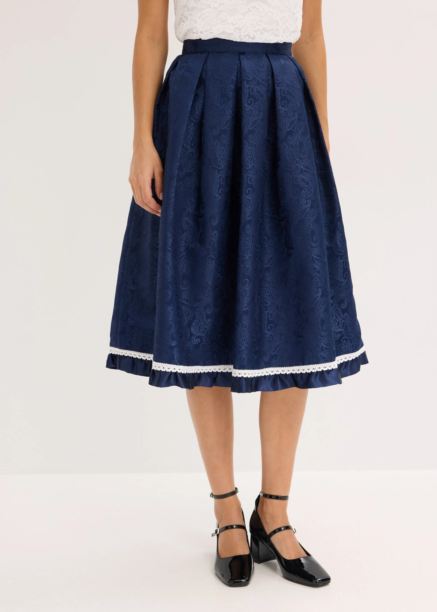 Krojová sukně • tmavě modrá s kašmírovým potiskem • bonprix obchod