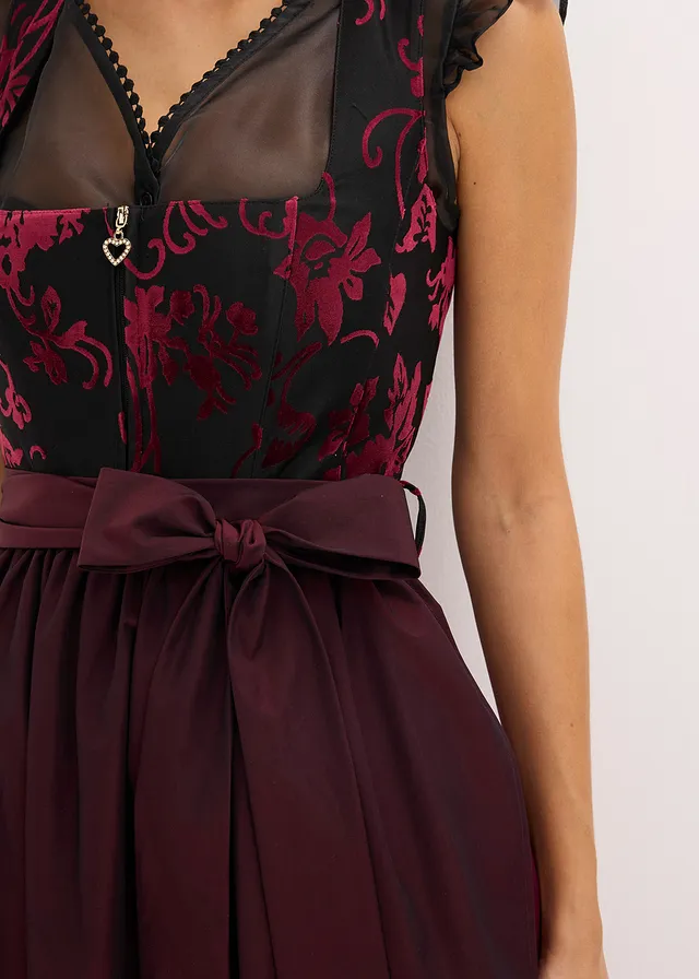 Dirndl met fluweel in midi lengte (2-dlg. set) • donkerrood • product-page.page-title-suffix