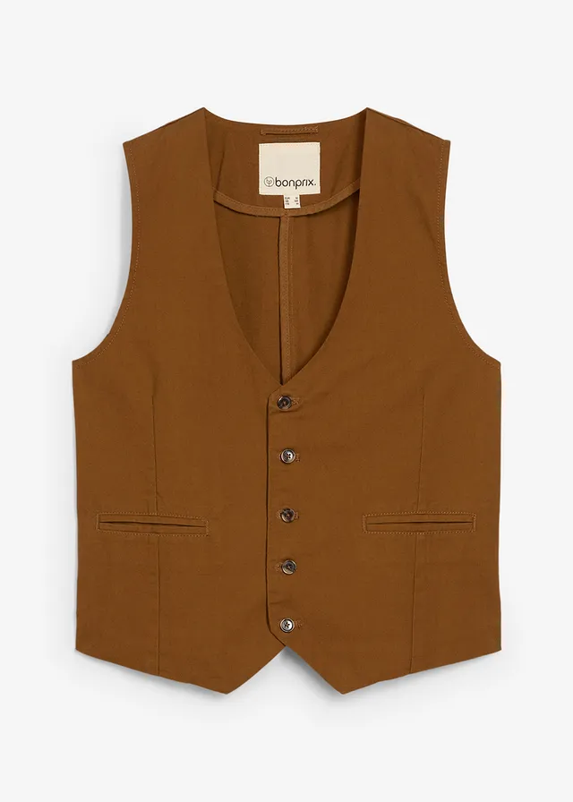 Gilet de costume en toile de coton, Couleur: toffee