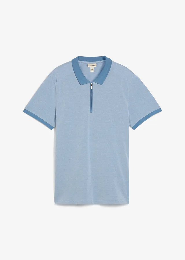 Bluză polo din tricot piqué cu fermoar