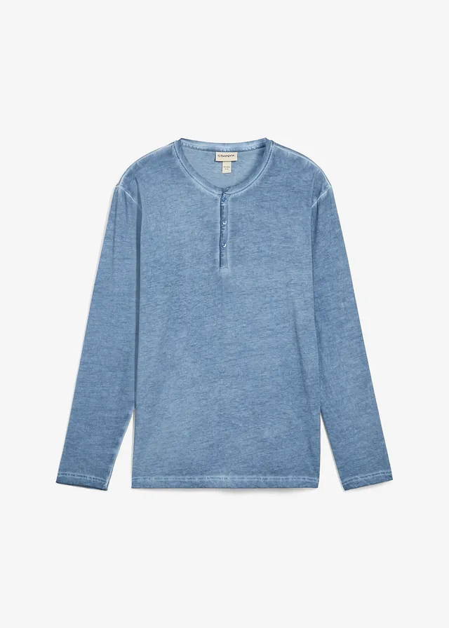 Tričko s légou, dlhý rukáv, v bielenom vzhľade, z čistej bio bavlny