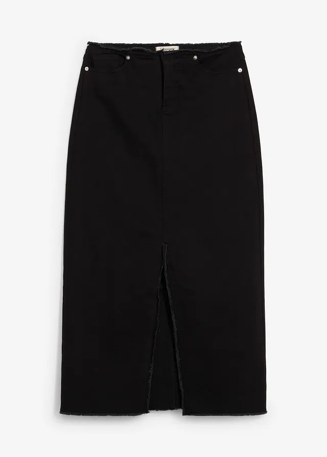 Twill rok met franjes, Kleur: zwart