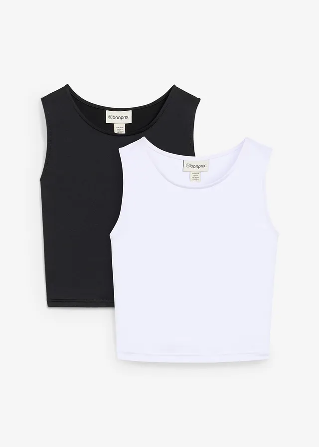 Maiou cropped care pune silueta în valoare în pachet de 2 bucăți (set/ 2 buc.)