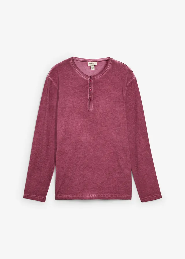 Bluză model henley cu aspect prespălat, din bumbac organic 100%
