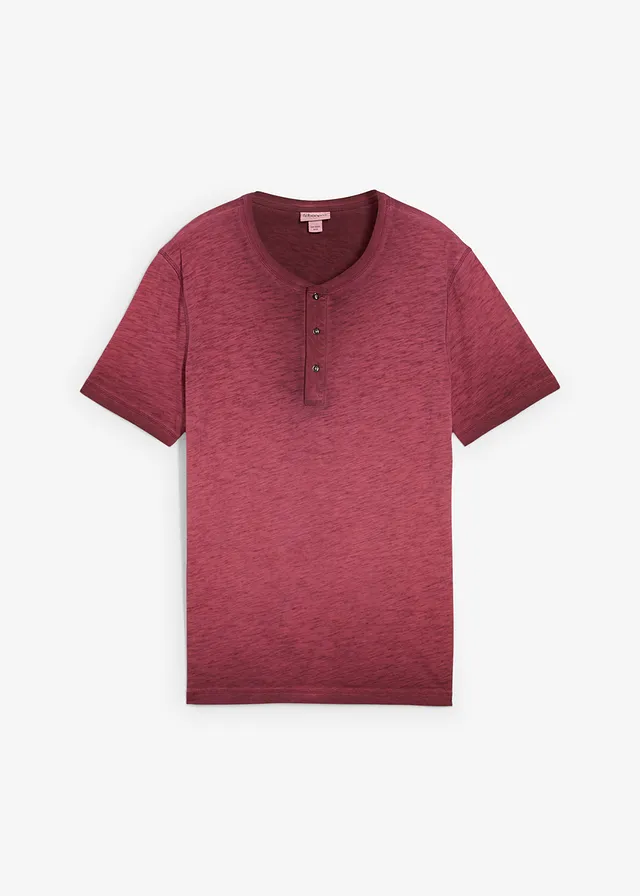 Bluză henley cu aspect prespălat, bumbac bio, cu guler henley