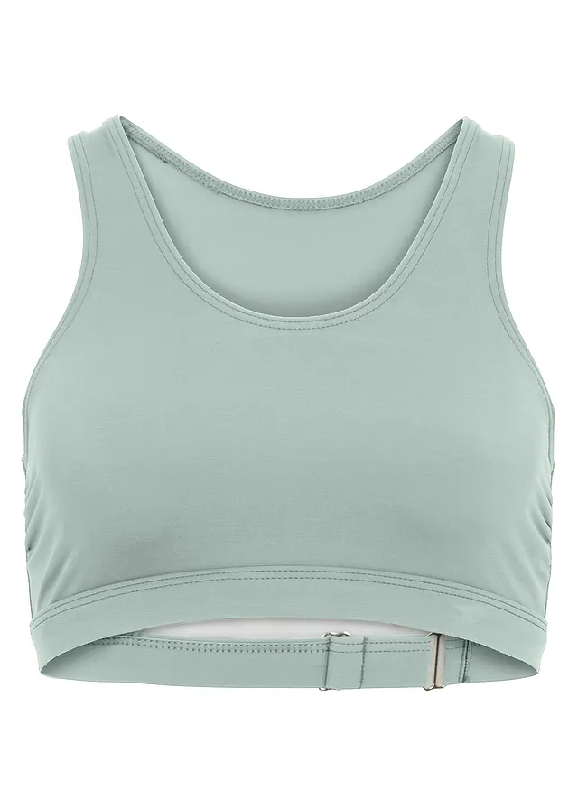 Haut de maillot brassière à bande sous-poitrine réglable, Couleur: gris vert
