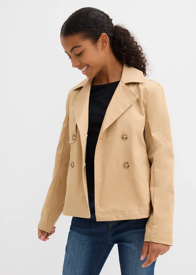 Korte trenchcoat, Kleur: latte macchiato