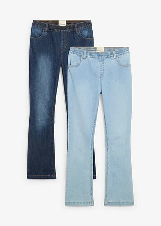 Džíny bez zapínání, Mid Waist (2 páry v balení) • tmavě modrý denim/světle modrý denim • bonprix obchod