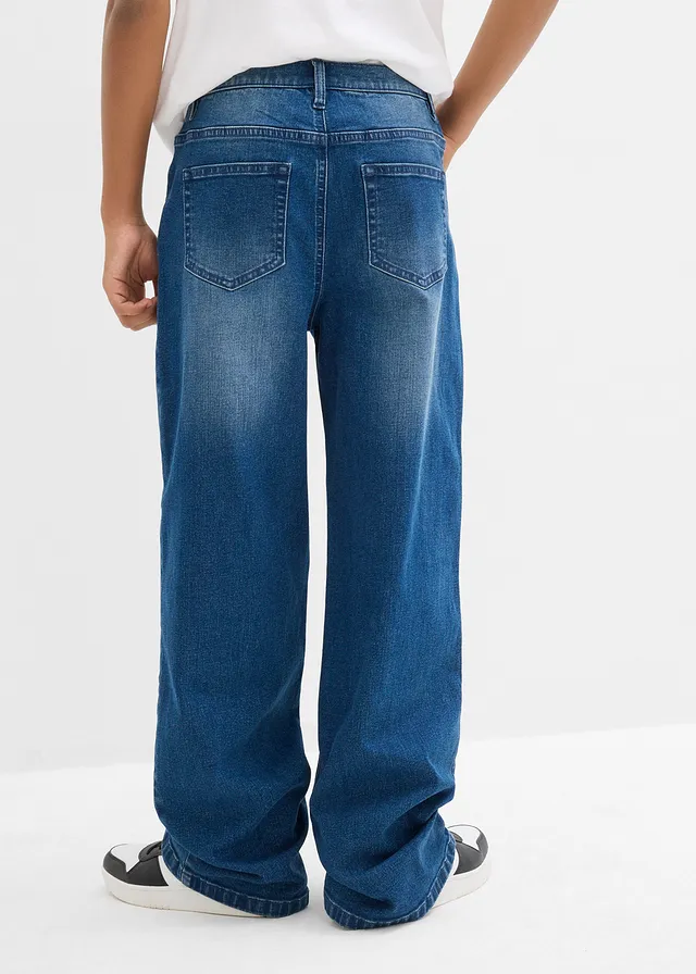 Jean droit, large et extensible • bleu moyen denim • product-page.page-title-suffix