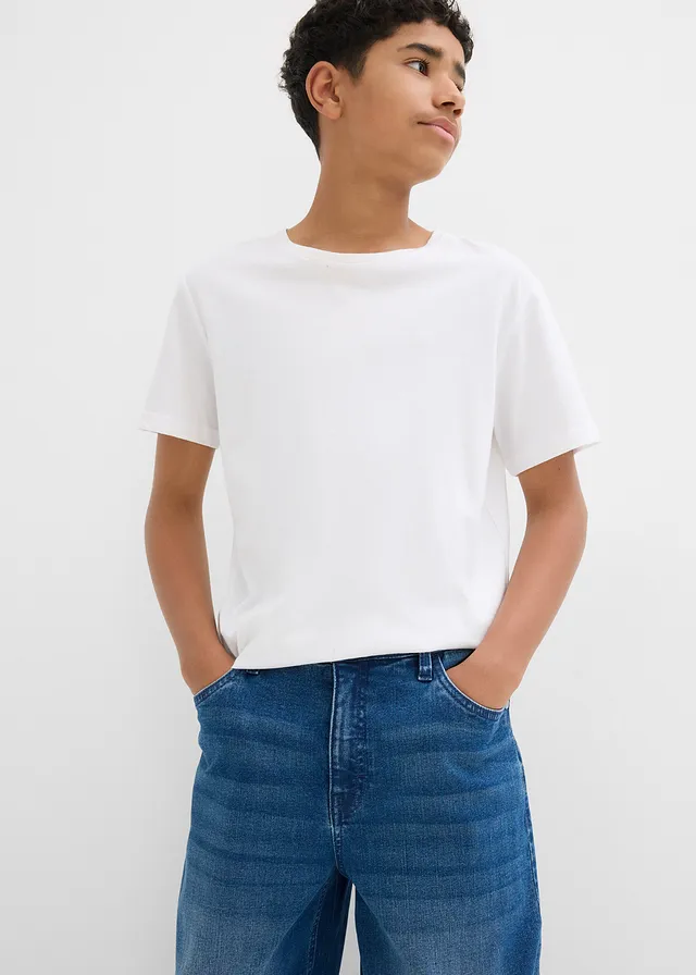 Jean droit, large et extensible • bleu moyen denim • product-page.page-title-suffix