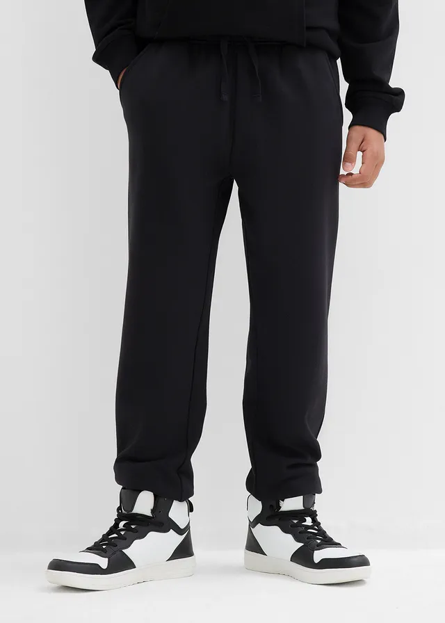 Joggingbroek van een zachte katoenmix (set van 2), Kleur: zwart+blauwgroen