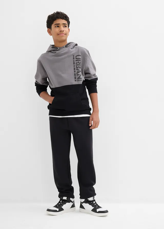 Joggingbroek van een zachte katoenmix (set van 2) • zwart+blauwgroen • product-page.page-title-suffix