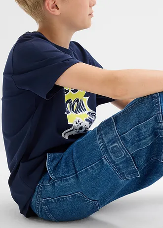 Cargo džíny Loose Fit, s nastavitelným pasem, Straight • středně modrý denim • bonprix obchod