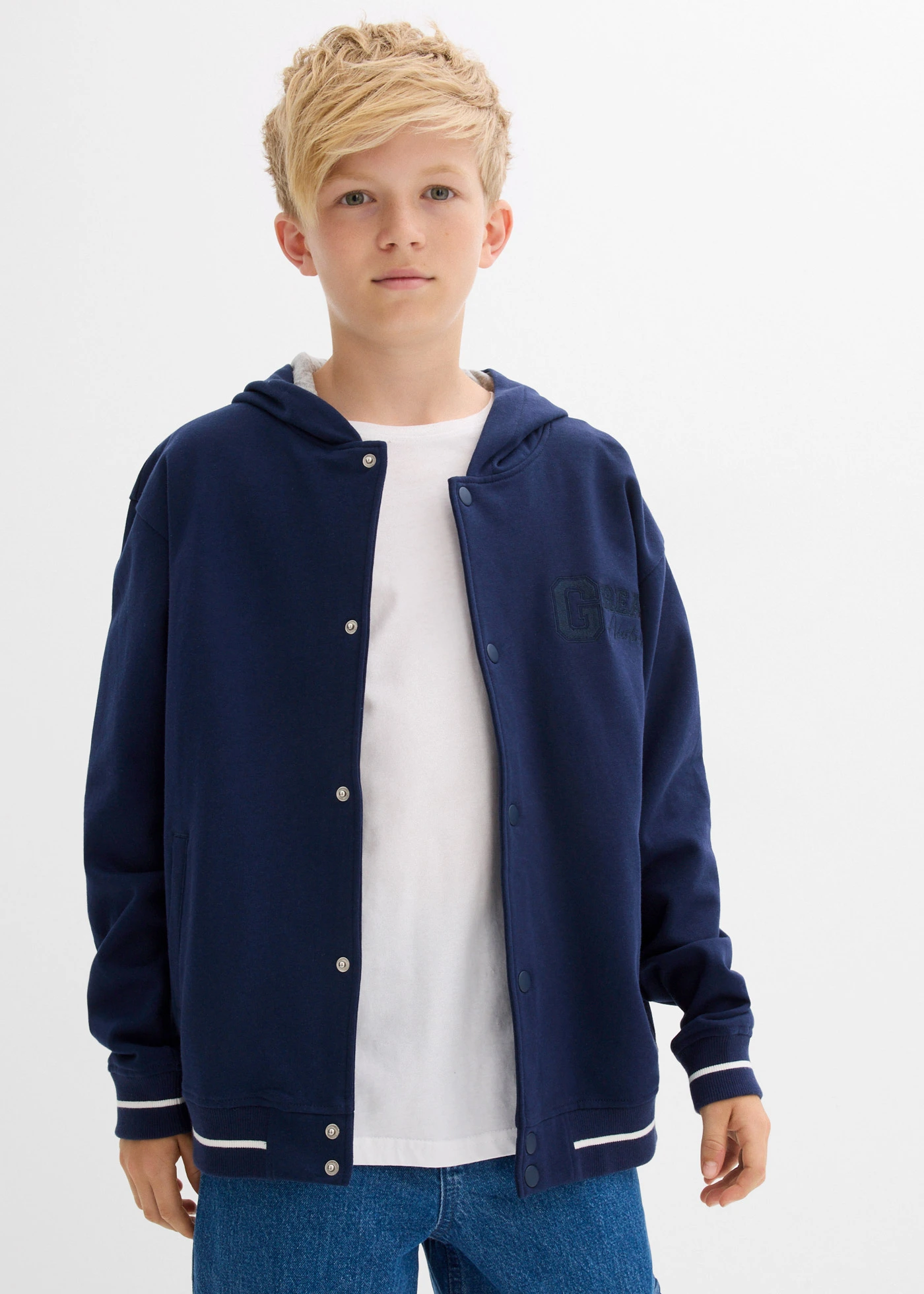 College sweatvest van puur biologisch katoen • donkerblauw • bonprix online shop